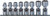 Ko-ken RS3440A/8 3/8 Sq. Dr. Universal Socket set  5/16-3/4 6 point 200mm  8 pieces
