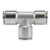 Midland Metal 20029SS Union Tee, 3/8 in Push-In x 3/8 in Push-In x 3/8 in Push-In, Stainless Steel