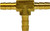 AMC 707024-05 Tee, 5/16 in Hose Barbed x 5/16 in Hose Barbed x 5/16 in Hose Barbed, Brass
