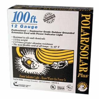 Southwire 1689SW0002 100' Yel Polar/Solar Plus Ext. Cord 12/3 Sjeow-