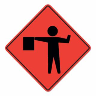 Cortina 07-800-4704-L 48" Vinyl Nonreflective- Flagger Symbol