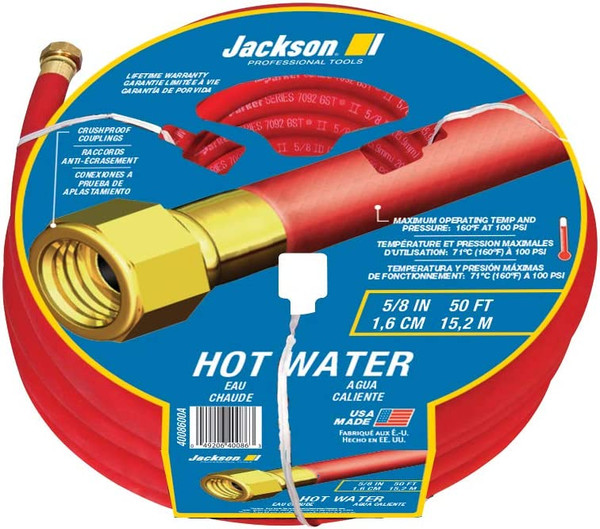 Jackson Professional Tools 4008600A Hose-5/8X50-Cd-Red Rubber-Crush Proof Coup