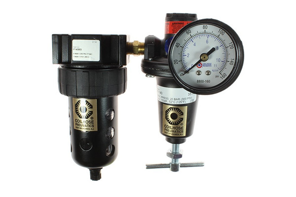 Coilhose Pneumatics FR140 1/4"Gp Filter-Regulatorduo W/Bowl