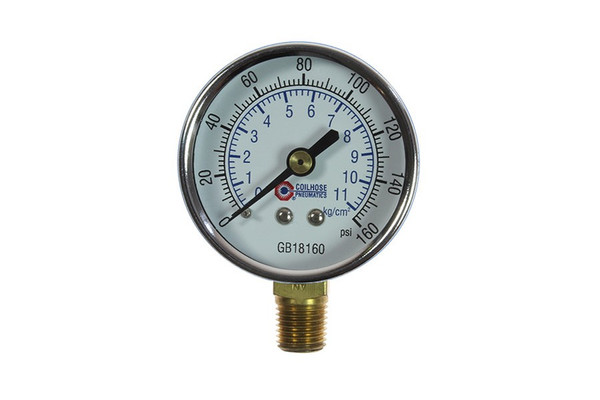 Coilhose Pneumatics GB18160 30382 2" Chr Bdy 1/8 Botmnt 0-160Ps