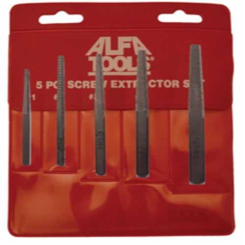 Alfa Tools SE61735 5pc Screw Extractor Set Straight Flute #1-5
