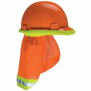 MSA 10098031 Hi-Viz Orng Sunshade W/Reflec Stripe/Ylw-Lm Band