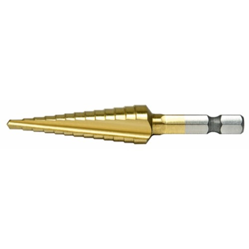 Alfa Tools MBML12 3/16-7/8 Probit - Monolock, 1/4" Hex Shank, Ch, HSS, 2 Flutes, Multi-Step, Bright, Tubed