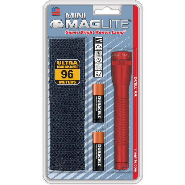 Mag-Lite M2A03H Aa Mini Red Holster Combo Pack W/2Aa Batte