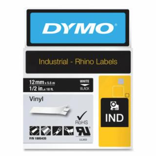 DYMO RHINO RHINO 1/2" BLACK VINYL (WHITE PRINT)