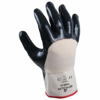 Showa 7066R-10 Dispose Nitrile-Coated-White W/Navy Dz6 (1 DZ)