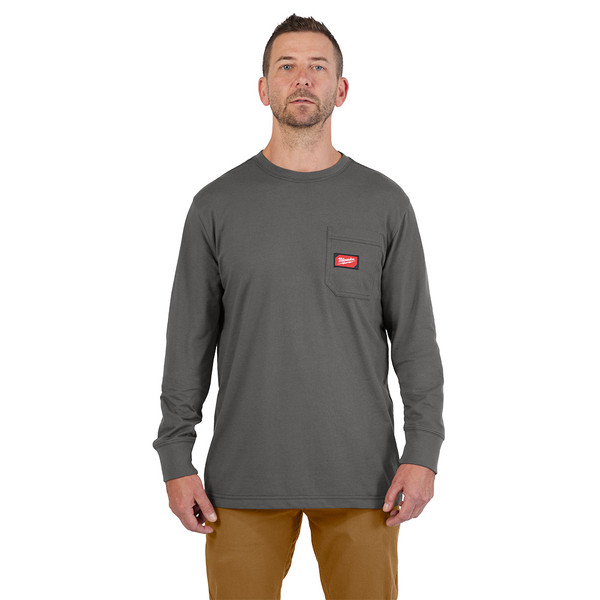 Milwaukee 606G-3X GRIDIRON Pocket T-Shirt - Long Sleeve Gray 3X
