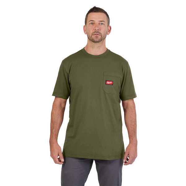 Milwaukee 605GN-2X GRIDIRON Pocket T-Shirt - Short Sleeve Green 2X