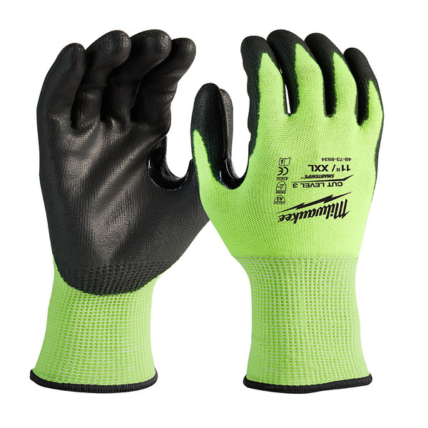 Milwaukee 48-73-8934B High Visibility Cut Level 3 Polyurethane Dipped Gloves - XXL