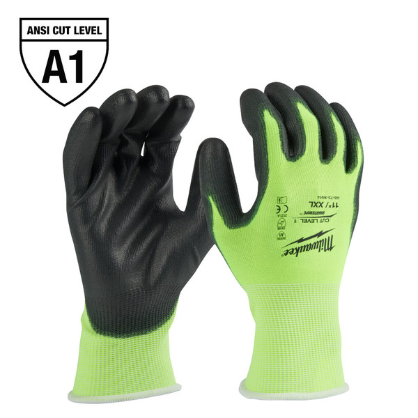 Milwaukee 48-73-8914B High Visibility Cut Level 1 Polyurethane Dipped Gloves - XXL