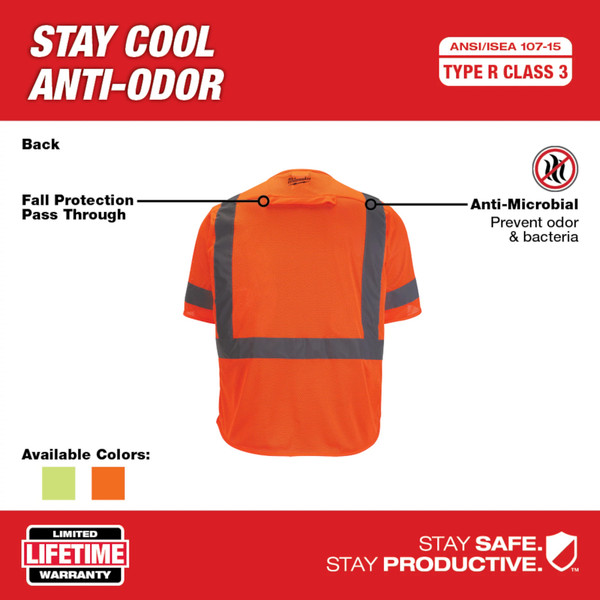 Milwaukee 48-73-5136 Class 3 High Visibility Orange Mesh Safety Vest - L/XL