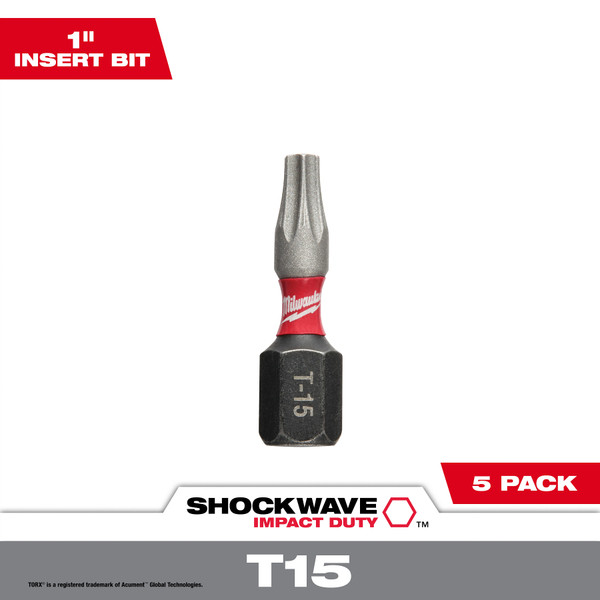 Milwaukee 48-32-4628 SHOCKWAVE 1 in. T15 Impact Driver Bits 5PK