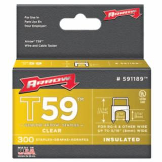 Arrow Fastener 591189 5/16"X 5/16" Insulated Staple Clear 300/Box (1 BOX)