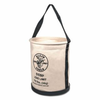 Klein Tools 5109P Canvas Bucket, Wide Straight-Wall with Pocket, Molded Bottom, 12-Inch