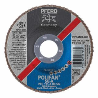 Pferd 62204 4-1/2 X 7/8 Polifan Sg Alu Ox Conical 80G (10 EA)