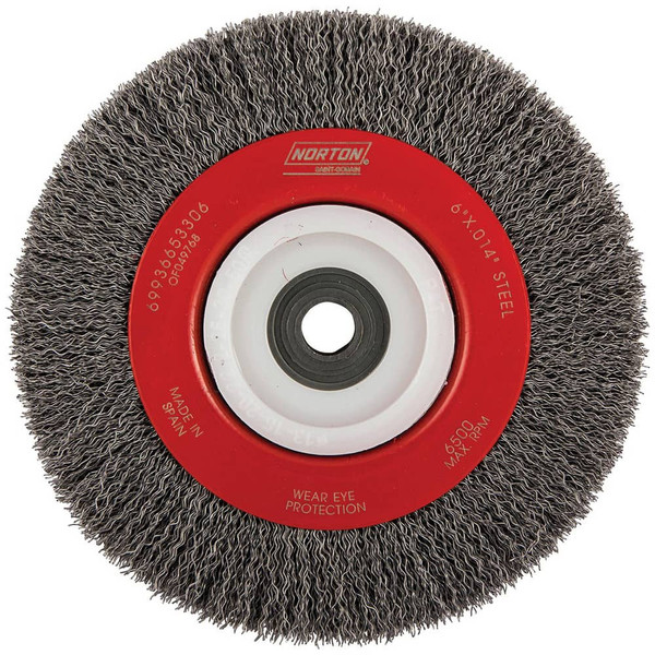 Norton 69936653306 Wire Wheel- Crimped 6"X1/2"X 1/2"X.014