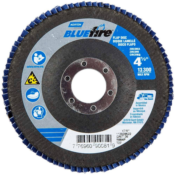 Norton 77696090081 Fld Fdsf 4-1/2"X7/8" R884P1 Nor P36 Blu+