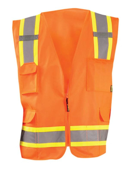 Occunomix ECO-ATRANS-YL Cl 2 Vest-Solid-2Tone-Zip-8 Poc-L-Y