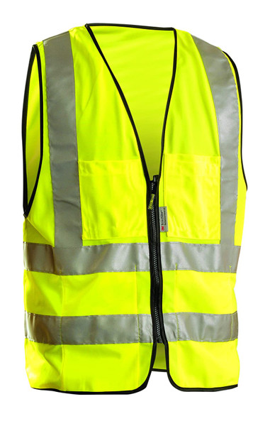 Occunomix LUX-SSFS-Y5X Vest Solid Dbl Silver Stripe Hk&Lp Yel Cl2 5X