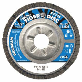 Weiler 50512 4-1/2" Tiger Disc Abrasive Flap Disc 36Grit W/7/