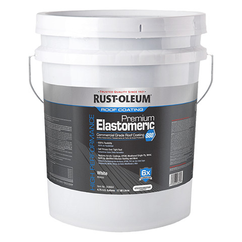Rust-Oleum Roofing 359664 880 Elastomeric Roof Coating White 4.75 Gal