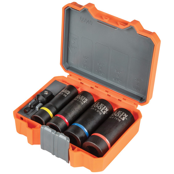 Klein Tools 66040 2-in-1 Impact Socket Set, 12-Point, 5-Piece