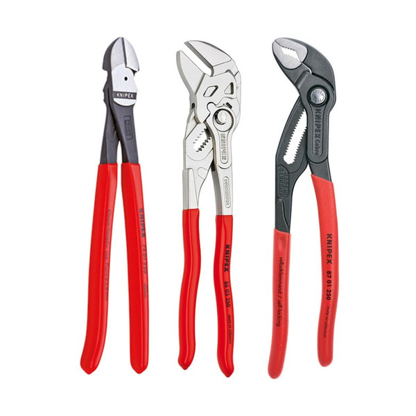 Knipex 9K 00 80 117 US 3 Pc 10" Pliers Set (87 01 250, 86 03 250, 74 01 250)