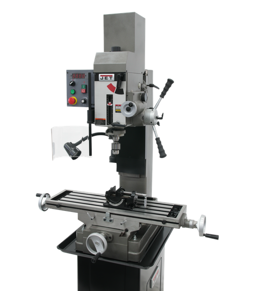 JET JT9-351156 JMD-45VSPFT Variable Speed Geared Head Square Column Mill Drill with Power Downfeed & Newall NMS300 2-Axis DRO
