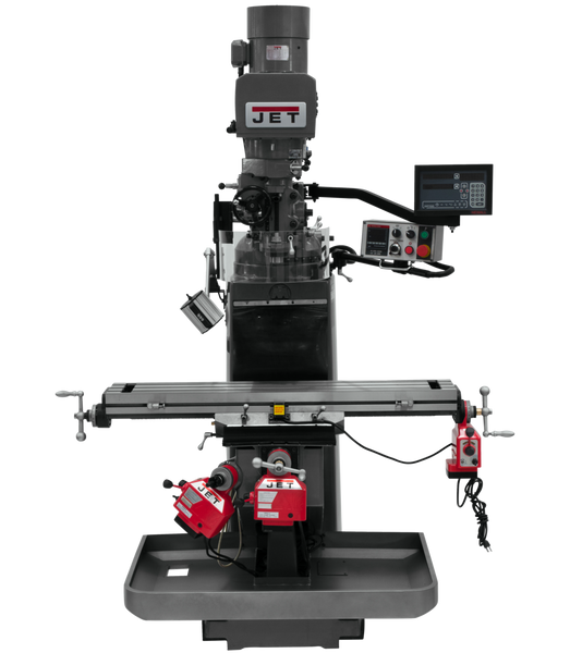 JET JT9-690549 JTM-949EVS Mill With 3-Axis Newall NMS800 DRO (Quill) With X, Y and Z-Axis Powerfeeds