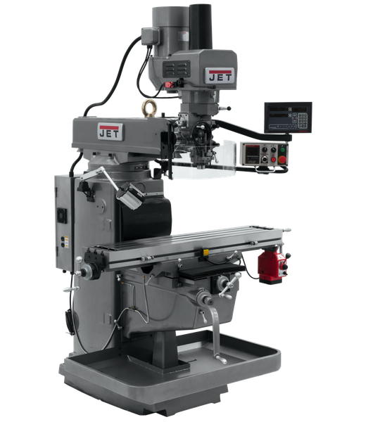 JET JT9-690645 JTM-1050EVS2/230 Mill With 3-Axis Newall NMS800 DRO (Quill) With X-Axis Powerfeed and Air Powered Dra