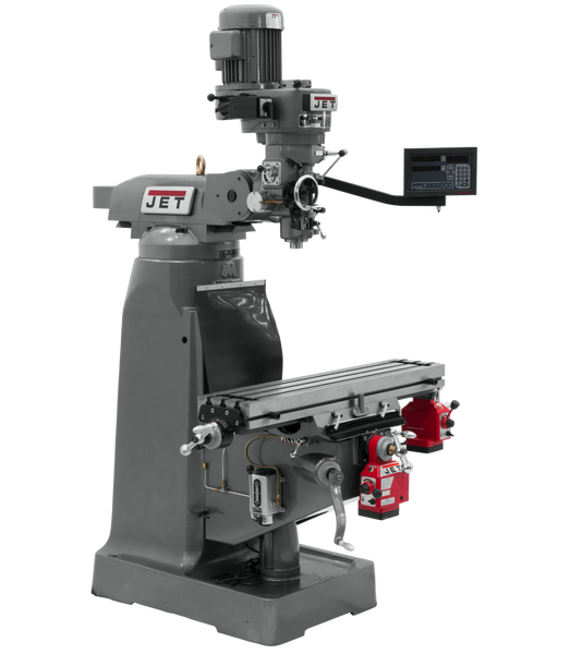 JET JT9-691199 JTM-2 Mill With 3-Axis Newall NMS800 DRO (Quill) With X and Y-Axis Powerfeeds