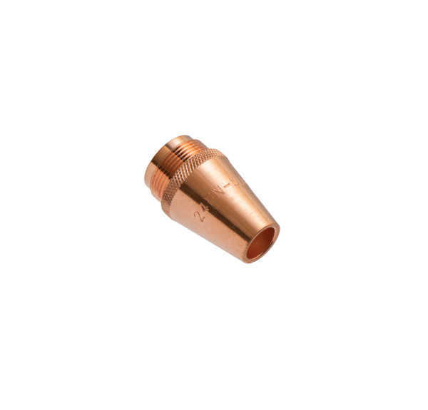 24Fn-50S: 1/2" Fine Thread, 1/8" Recess Copper MIG Nozzle MIG Nozzle - Tweco Style Fine Thread 1/8" Recess