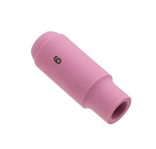 10N48: #6 (3/8") X 1 7/8" Alumina Standard Cup TIG Alumina Gas Lens Cup - Standard Cup For 17, 18, 26 Series Torches