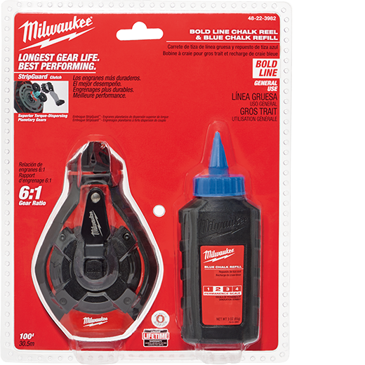 Milwaukee 48-22-3982 100 Ft. Bold Line Chalk Reel - Blue Chalk