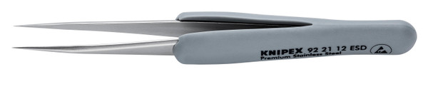 Knipex Premium Stainless Steel Precision Tweezers-Needle-Point Tips-ESD Rubber Handles 922112ESD