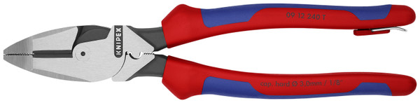 Knipex High Leverage Lineman's Pliers New England with Tape Puller & Crimper-Tethered Attachment 0912240TBKA