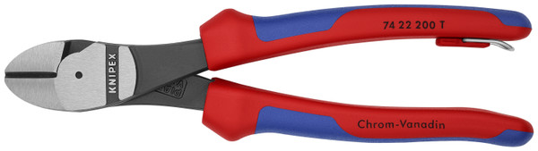 Knipex High Leverage 12 Angled Diagonal Cutters-Tethered Attachment 7422200TBKA