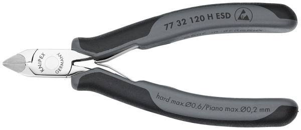 Knipex Electronics Diagonal Cutters-Carbide Metal Cutting Edges-ESD Handles 7732120HESD