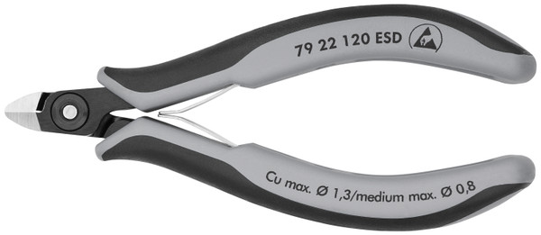 Knipex 79 22 120 ESD Electronics Diagonal Cutters-ESD Handles