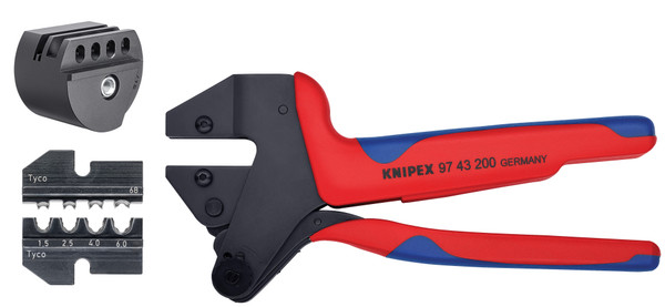 Knipex Crimp System Pliers (97 43 200) + Crimp Die: Solar Connectors Solarlok (Tyco): 1 1/2/2 1/2/4.0/6.0 10/11/1 (97 49 68) + Locator For 97 49 68 (97 49 68 1) Packaged In A Protective Plastic Case 9K008066US