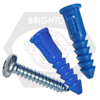 #14-16 x 1 1/4",With Lip Ribbed Plastic Anchor Plain, Qty 1