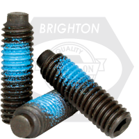 5/16"-24 x 3/8" Socket Set Screws, 1/2 Dog Point, Nylon-Patch Black Oxide, Fine (UNF), Qty 100