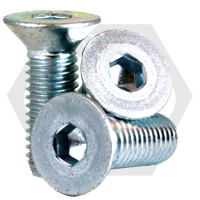 M16-2.00 x 20 mm Flat Head Socket Cap Screws, Metric Class 12.9, Zinc-Bake Cr+3, Full Thread, Coarse (UNC), Alloy Steel, DIN 7991, Qty 50