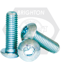 M6-1.00 x 80 mm Button Head Socket Cap Screws, Metric Class 12.9, Zinc-Bake Cr+3, Full Thread, Coarse (UNC), Alloy Steel, ISO 7380, Qty 100