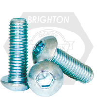 M8-1.25 x 65 mm Button Head Socket Cap Screws, Metric Class 12.9, Zinc-Bake Cr+3, Full Thread, Coarse (UNC), Alloy Steel, ISO 7380, Qty 100