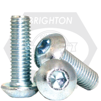 M6-1.00 x 30 mm Button Head Socket Cap Screws, Metric Class 10.9, Zinc-Bake Cr+3, Full Thread, Coarse (UNC), ISO 7380, Qty 100